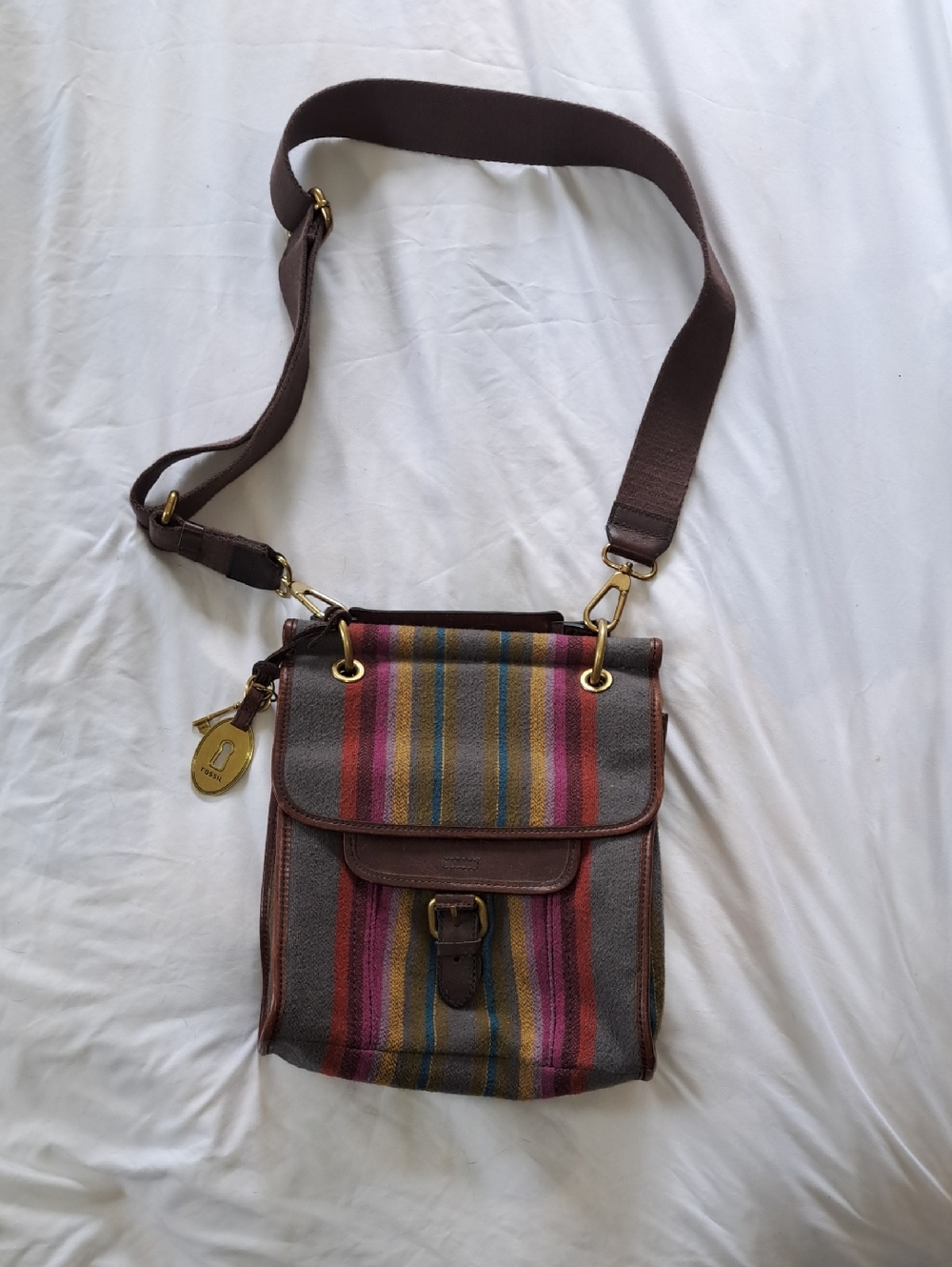 Fossil Long Live Vintage 1954 Wool And Leather Crossbody Bag / Handheld Bag